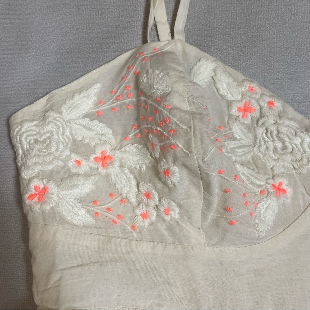 New Free People Ivory Cotton Embroidered Slip Dress Size M - Picture 5 of 11